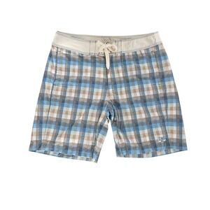 Tommy Bahama Relax Mens 34 Blue Plaid Board Shorts Swim Trunks (36x9) Drawstring